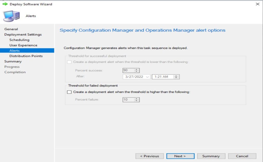 Windows 10 OSD Deployment create alert