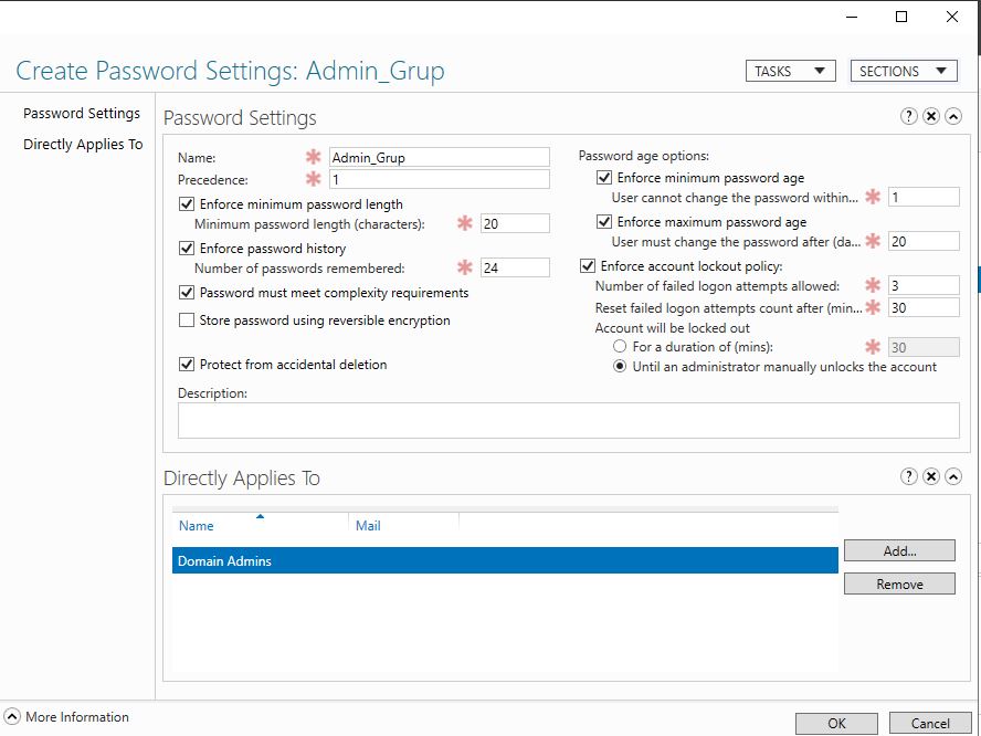 Active Directory Fine Grained Password Policy Ayarları