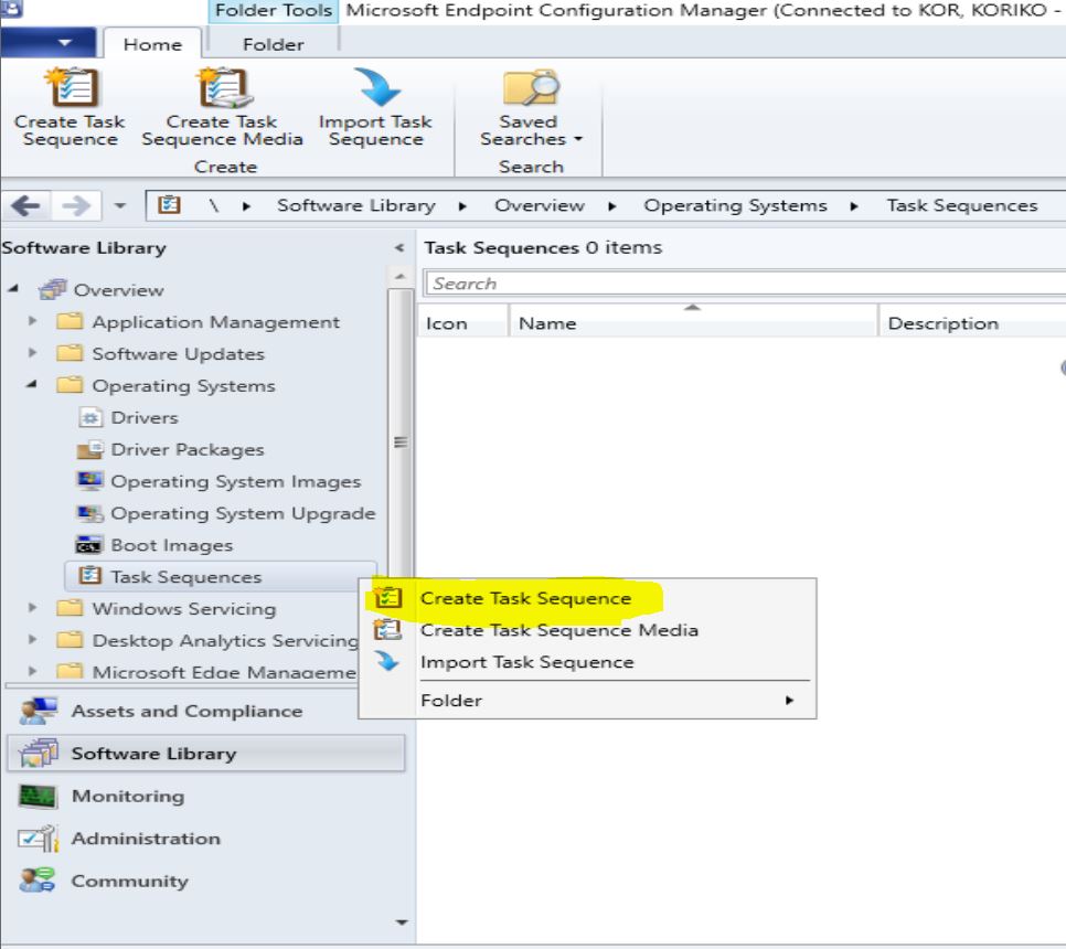 Windows 10 OSD Deployment Create Task Sequence