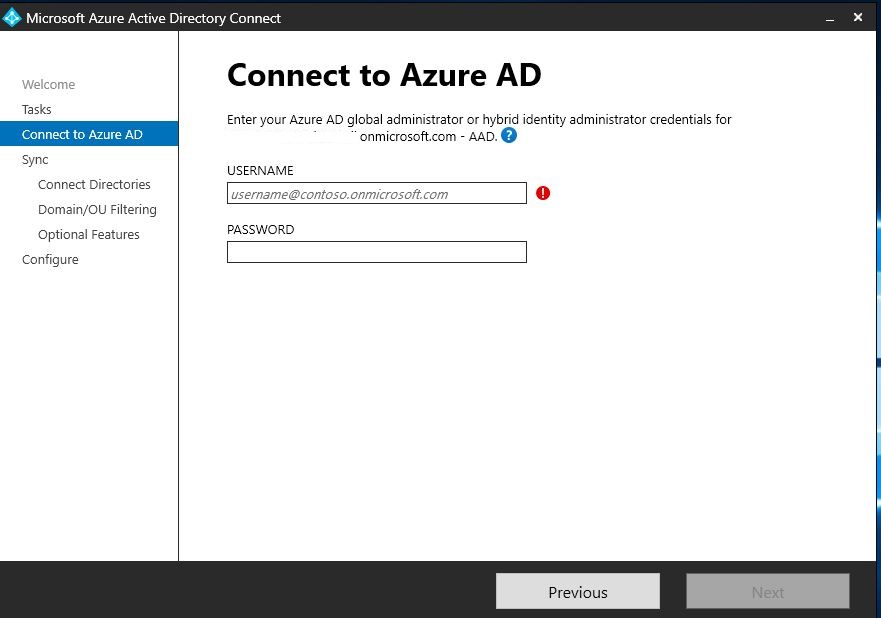 Azure AD Connect AD Account
