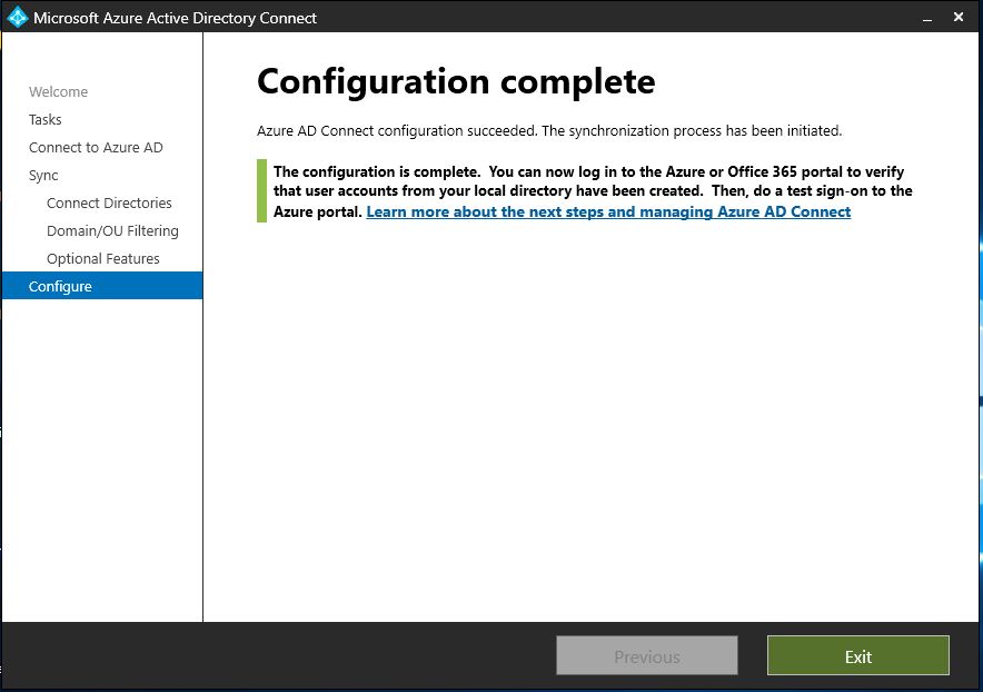 Azure AD Connect Complete Config
