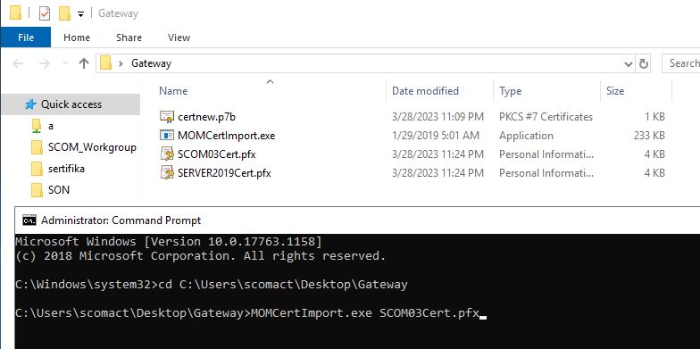SCOM 2019 Gateway Server Install Sertifika Import