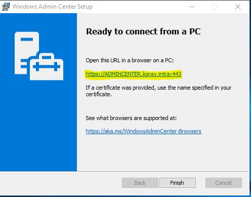 Windows Admin Center Kurulumu URL