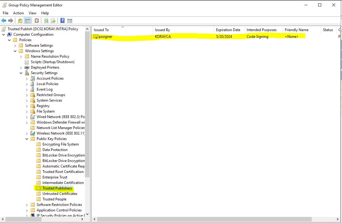 Active Directory Powershell Signing - Active Directory