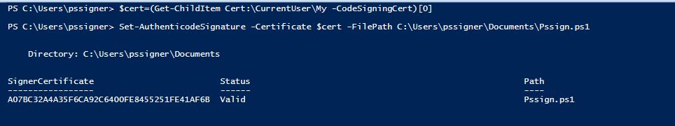 Active Directory Powershell Signing
