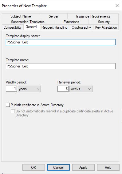Active Directory Powershell Signing Templates