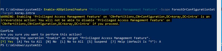 Enable Active Directory Privileged Access Management