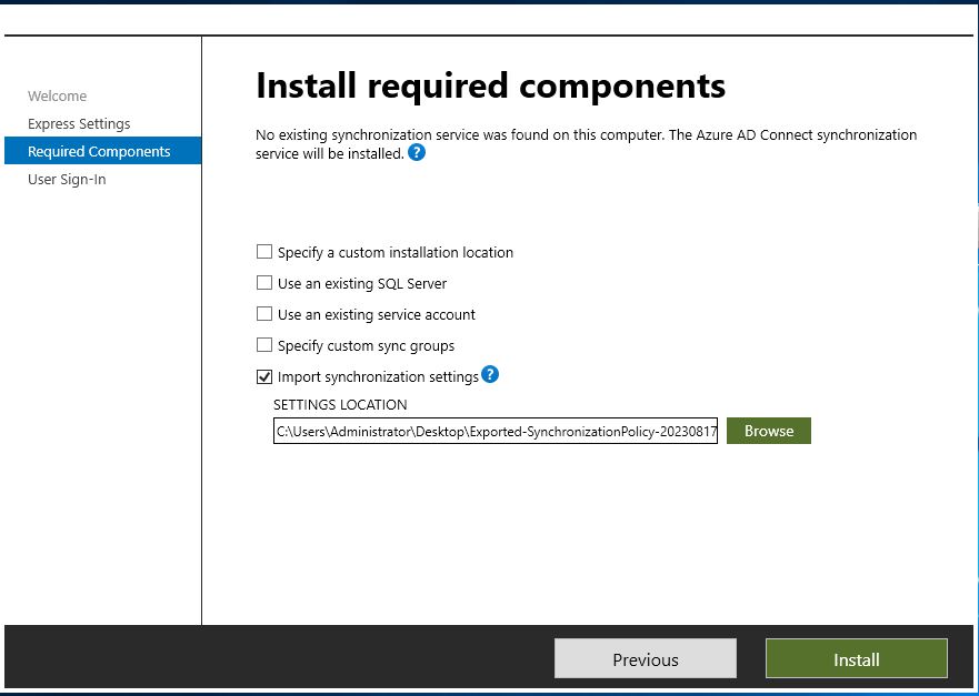 Azure AD Connect Staging Mode Import Configuration