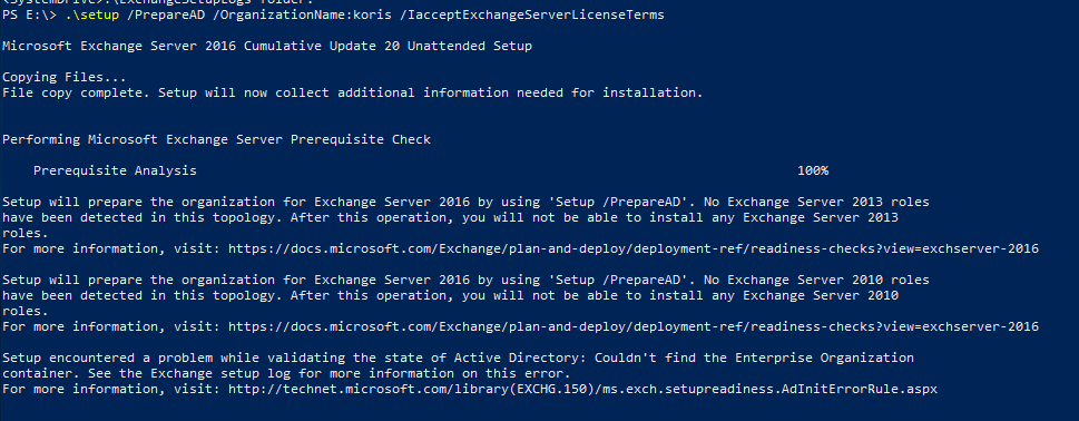 Exchange Couldn’t find Enterprise Container powershell