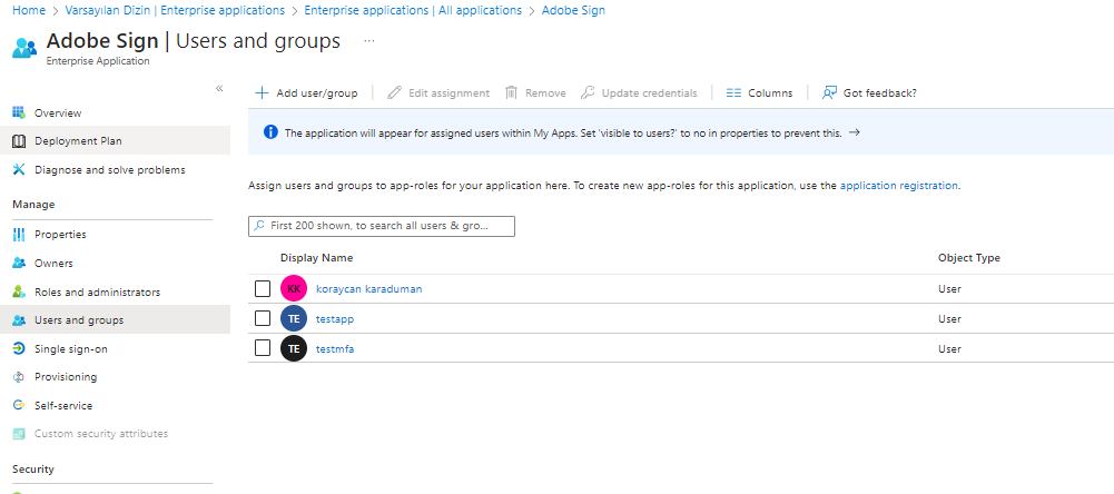 Create EntraID Enterprise User and Groups