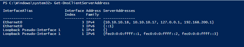 DNS Client Server Address Powershell