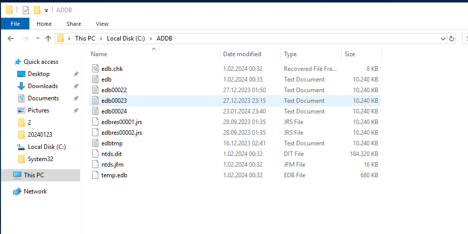 Active Directory Database Move New Folder