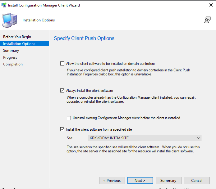 SCCM/MECP Client Push Install