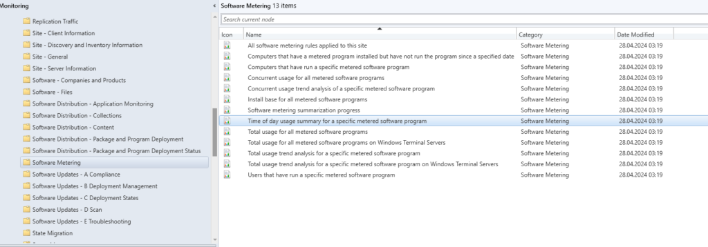 SCCM/MECP Software Metering Reports