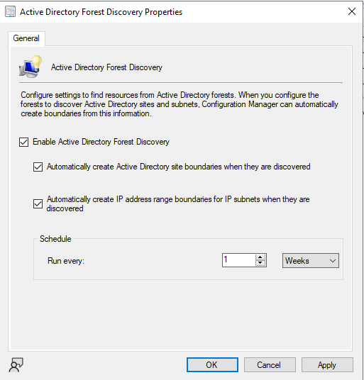 Forest Discovery SCCM